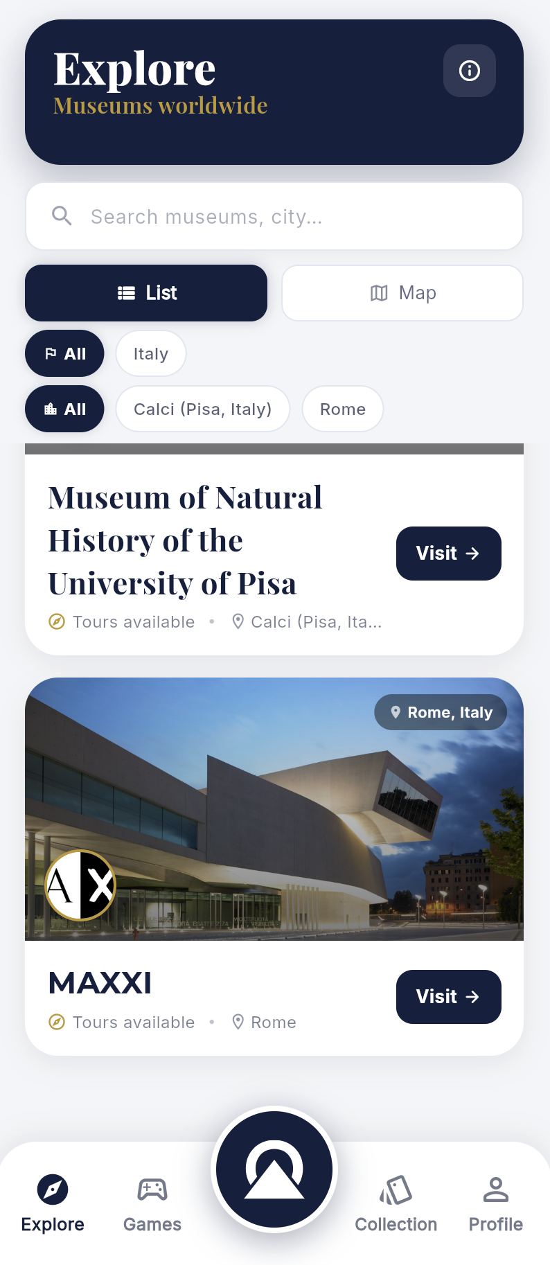 Mouseion app — explore museums